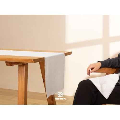 Vitalizart Table Runner 14 x 36 Inches Long Tan Cotton Linen Table Runners for Rustic Home Decorations Dining Room Wedding Decor Reception Bridal Shower Thanksgiving Christmas