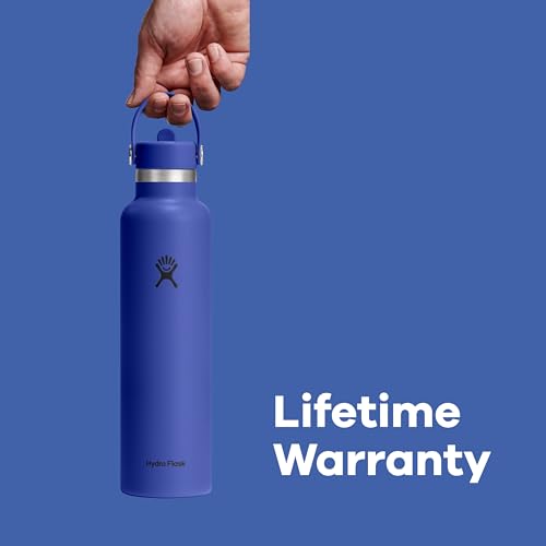 Hydro Flask 24 Oz Insulated Stainless Steel Water Bottle - Tonal Black with Straw Lid - Leakproof & Keeps Drinks Cold 24H