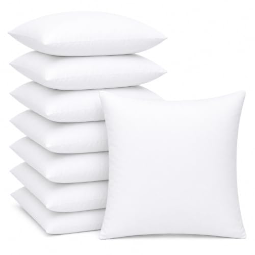 18x18 Inch Throw Pillow Inserts Set of 8 - Square Decorative Cushion Fill - Variation 8