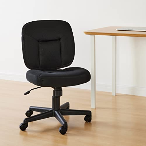 Adjustable Black Fabric Office Desk Chair with 360° Swivel & Casters
