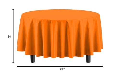 Exquisite Party Solids 6-Pack Premium Plastic Tablecloth 84in. Round Plastic Table Cover - Orange