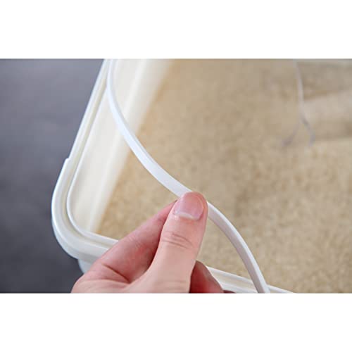 15L/30lb Rice Storage Container Set with Measuring Cup - BPA Free, White, 2 Pack