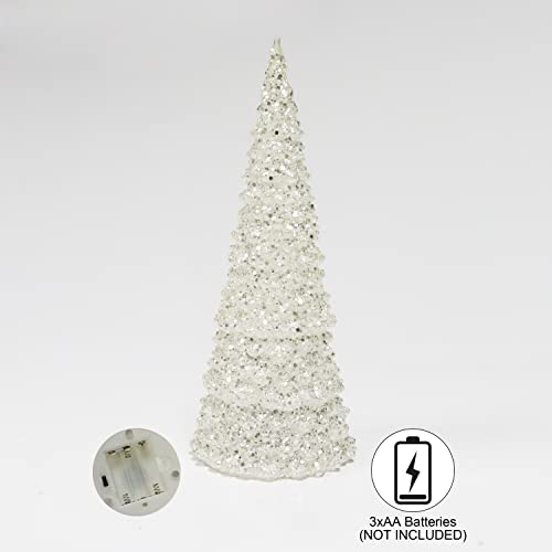 12.5-Inch Color Changing LED Acrylic Tree Decor - Battery Operated Holiday Tabletop Accent