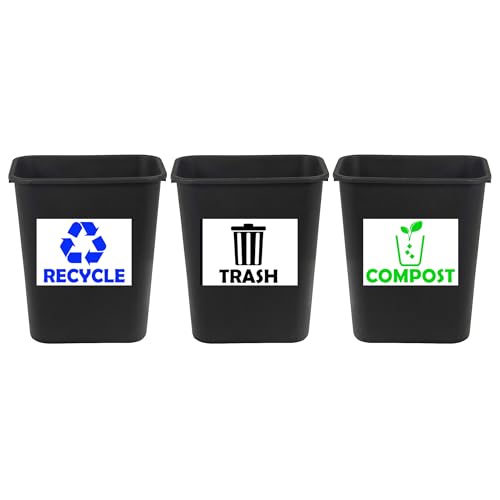 XTRAYXRAY Recycle, Trash & Compost Stickers Set of 3 10x7 inch Vinyl Decals