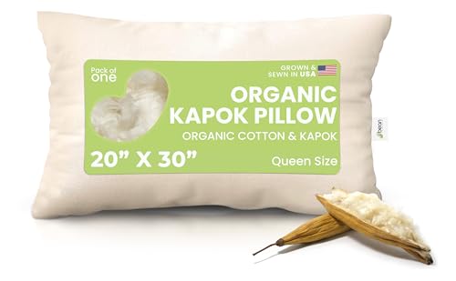 Organic Kapok Pillow Queen 20x30 Inches - Supportive Eco-Friendly Bedding