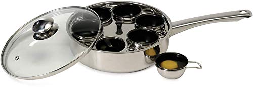 EXCELSTEEL 6-Cup Stainless Steel Egg Poacher with Non-Stick Cups, Induction Compatible