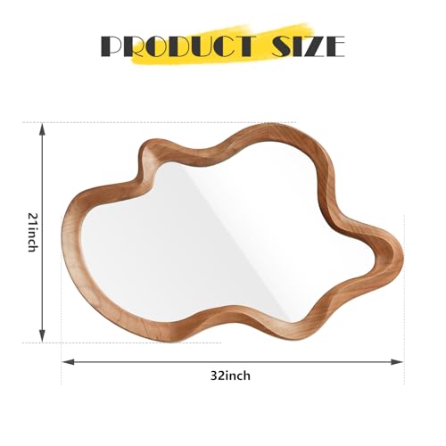 Irregular Wall Mirror 21x32 Wood Asymmetrical Bathroom Mirror Brown Variation of THIS listing