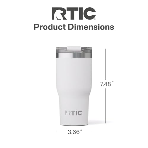 RTIC 30oz Essential Tumbler with Lid, Ceramic Lined, Insulated, Stainless Steel, Metal, Double Wall Vacuum-Insulation, Travel Cup for Iced Coffee, Tea, Hot and Cold Drink, Mistletoe