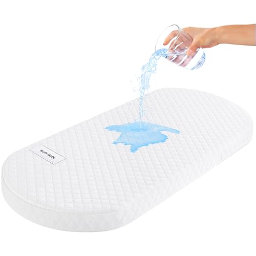 Pro Goleem Baby Bassinet Mattress - Waterproof Soft Cover, Oval 30x15 Inches