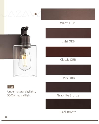 JAZAVA 4-Light Bathroom Vanity Light Fixture with Frosted Glass & Oil Rubbed Bronze - Includes Variation with 2 or 4 Lights