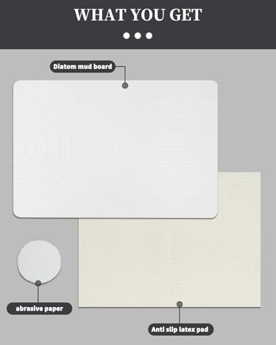 Stone Bath Mat 24"x16" - Diatomaceous Earth Shower Mat, Quick Dry,