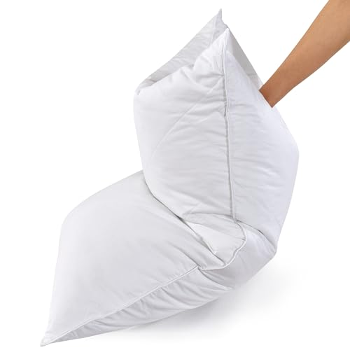 Three Geese King Size White Goose Feather & Cotton Pillows Set of 2 – Medium Firm Support, 600 Thread Count, Soft & Durable