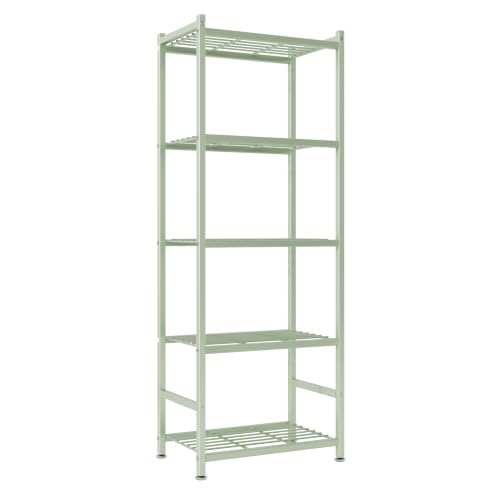 Sage Green 5-Tier Metal Storage Shelves - Adjustable Garage & Pantry Organizer