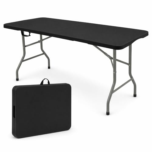 HAISIWLKJ 6FT Portable Folding Camping Table Black - Lightweight Outdoor Dining