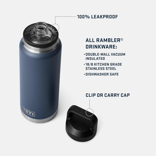 YETI Rambler 36 oz Bottle - Vacuum Insulated Stainless Steel with Leakproof Chug Cap - Navy