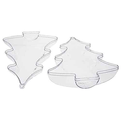 Set of 3 Clear Plastic Christmas Tree Shape Ornaments 4.35 Inches
