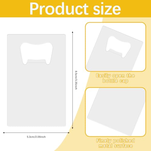 6 Pack Sublimation Bottle Openers - White Stainless Steel Beer Opener, Credit Card Size, 2.09x3.35 Inch - Perfect Gift for Christmas, Wedding, Father's Day