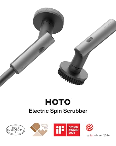 HOTO Cordless Electric Spin Scrubber, 6 Brush Heads, for Bathroom,