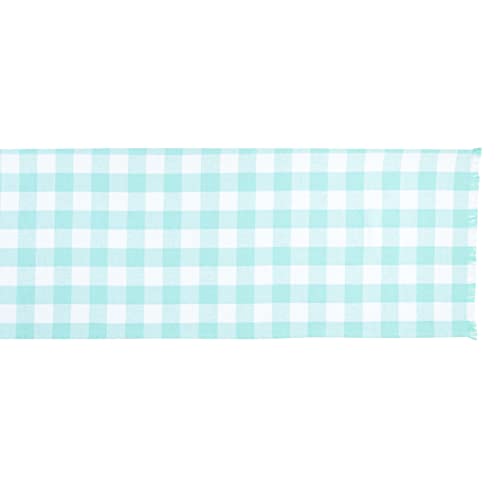 DII Fringed Check Table Runner 14x72 in Aqua – Tabletop Home Decor