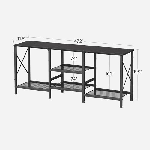 Black TV Stand for 55 Inch TVs with 3-Tier Open Shelves and Storage