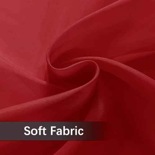 youleyar Solid Sheer Rod Pocket Curtain Voile Draperies 2 Panels White Beige Black Grey Ivory 52 Inch Width 84 Inch Long 1 Pair for Kitchen Bedroom Children Living Room Yard (Christmas Red,52W£ø84L)