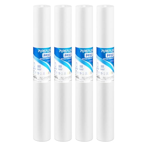 PUREPLUS 20x2.5 Inch 5 Micron Sediment Water Filter Cartridge Pack of 4