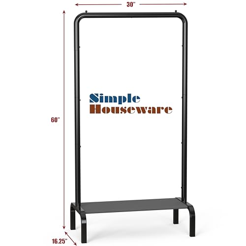 30-Inch Narrow Freestanding Garment Rack with Shelves - Black, Space-Saving Closet Organizer