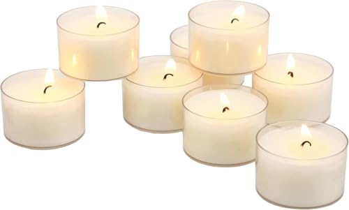 Stonebriar Unscented Tea Light Candles Pack of 192 — 8 Hour Burn, Clear Cup, Long-Lasting, Indoor & Outdoor Decor