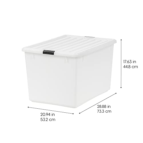 IRIS USA Pearl Stackable Storage Bins 3-Pack 144 Qt with Lids - Made in USA