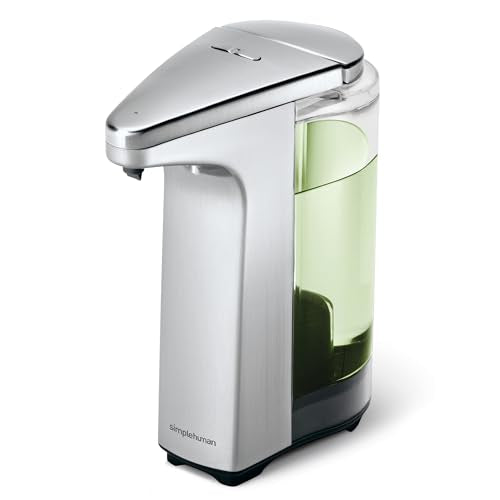 simplehuman 8 oz. Touchless Sensor Liquid Soap Dispenser with Brushed Nickel Finish, Battery Operated