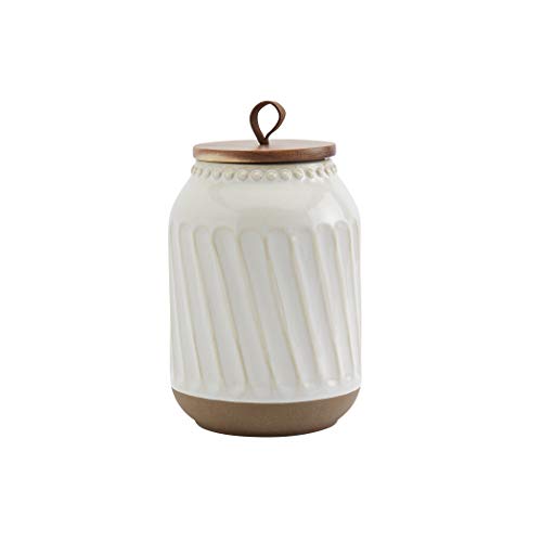 Ziggy Ceramic Canister Set - 3-Piece Stoneware Kitchen Storage with Acacia Lids