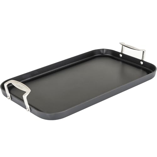 Viking Nonstick Double Burner Griddle 19 x 11.3 Inch Hard Anodized Cookware with Handles - Oven Safe, Fits 2 Burners