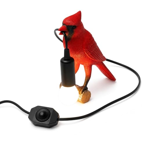 OVANUS Red Cardinal Lamp - Dimmable Night Light for Bird Lovers, Safe & Durable