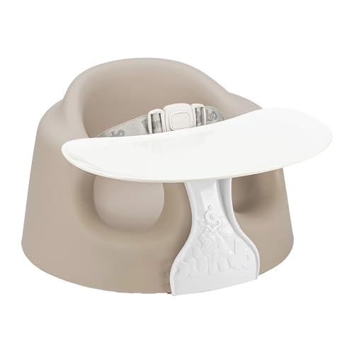 Bumbo Baby Soft Foam Floor Seat Plus+ with Tray - Taupe, 3-12 Months, Support & Safety