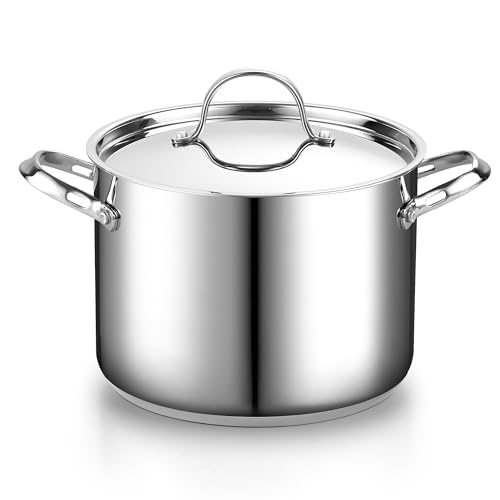 8 Quart Stainless Steel Stock Pot - Induction Compatible with Lid