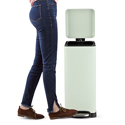 Happimess Retro 8-Gallon Step-Open Trash Can - Mint Green, Soft-Close Lid