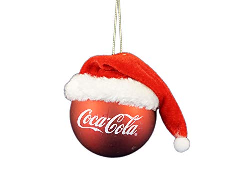 Coca-Cola Santa Hat Ornament - Red Glass Ball with Official License