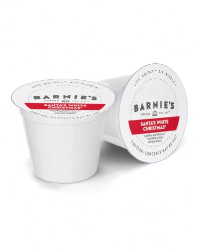 Barnie's Coffee Santa's White Christmas Coffee Pods 48 Count with Coconut, Vanilla & Caramel Flavors - Compatible with Keurig, Medium Roast Arabica