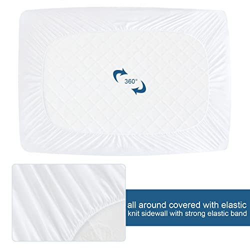 Queen Size Waterproof Mattress Protector Fitted Sheet - Breathable & Noiseless, 2 Pack