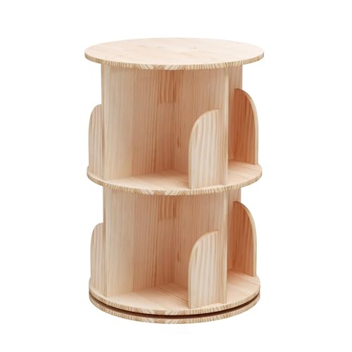 Bear Qiaqia 2 Tier Rotating Corner Bookshelf - Compact Wooden Storage