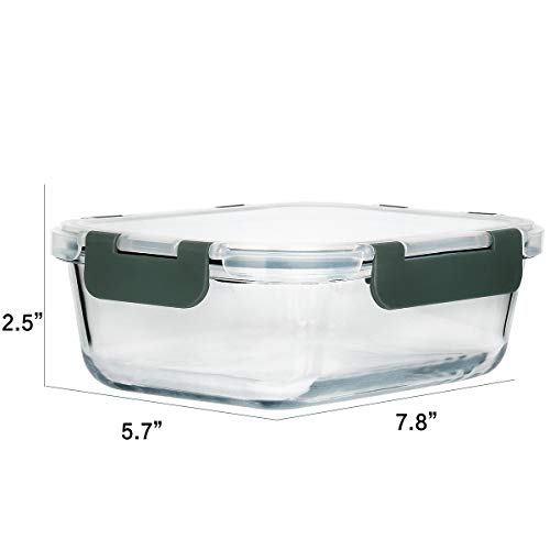 M MCIRCO 8 Pack 30 oz Glass Food Storage Containers with Gray Lids, Airtight & Leakproof