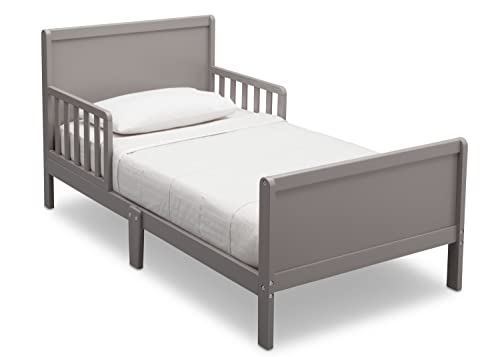 Delta Children Grey Toddler Bed - Safe, Sturdy Wood Frame with Guardrails