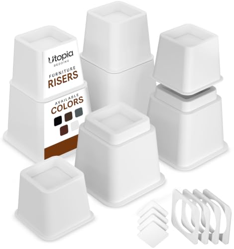 Utopia Bedding White Adjustable Bed Risers 3 & 5 Inch - 4 Pack
