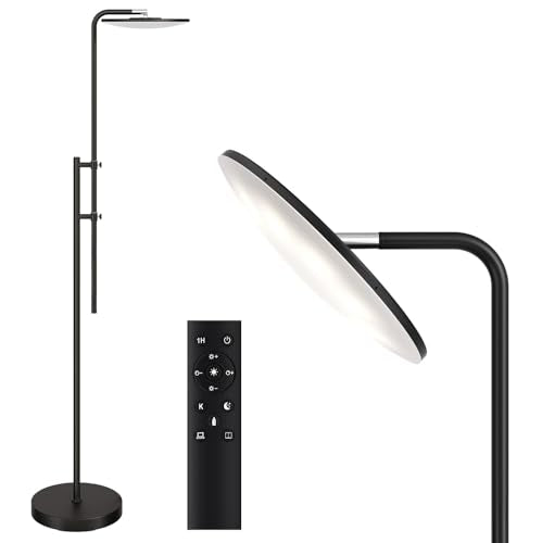 Bright Floor Lamp - Tall Standing Lamp for Living Room, Black, 32W