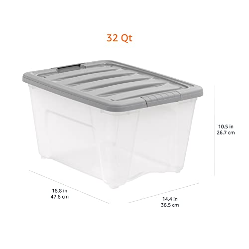 32 Qt. Stackable Plastic Storage Bins with Latching Lids - Set of 6