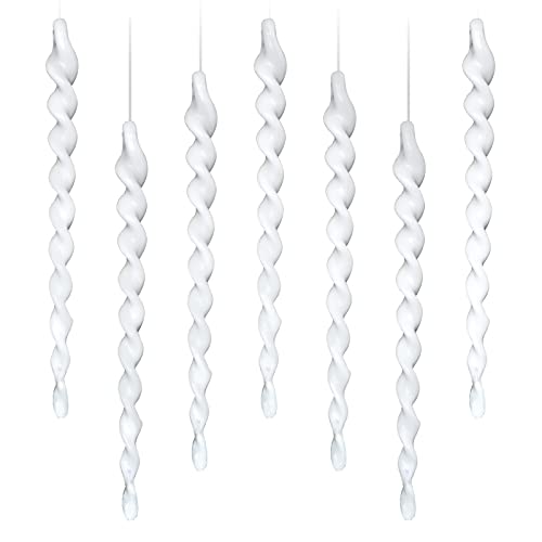 30PCS Christmas Ivory White Icicle Ornaments,Threaded Ice Strips Decorative Christmas Tree Hangings for Xmas Party,Wedding.(5.82")