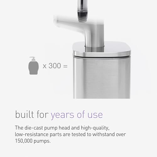 simplehuman Pulse Pump Soap Dispenser 10 oz Brushed Stainless Steel – No-Drip Refillable Kitchen & Bathroom