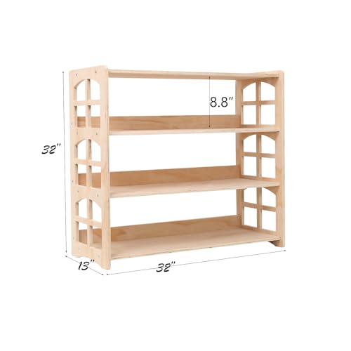 Kids Toy & Book Storage Shelf - 4-Tier Montessori-Inspired Wooden Organizer for Nursery & Playroom