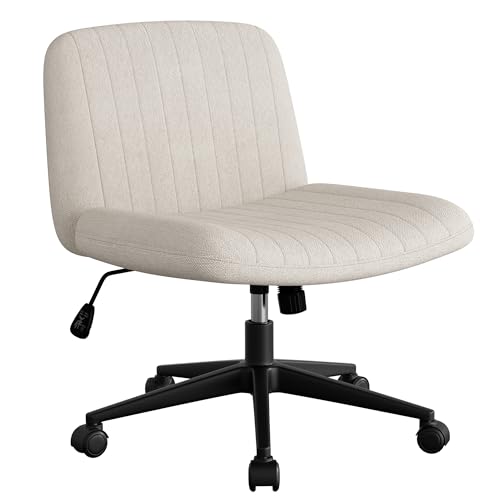 SUNLEI Pink Cross Legged Office Chair with Wheels, Adjustable Swivel Desk Chair for Vanity & Home Office