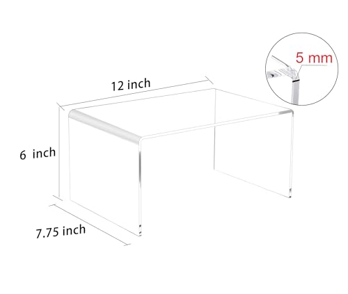 12 Inch Clear Acrylic Risers Set - Extra Large 5mm Thick Display Shelves for Jewelry Food Toys - Variation 2 / 12"x7.75"x6"
